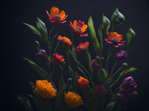 Een bos bloemen met een die zegt "ik hou van bloemen"