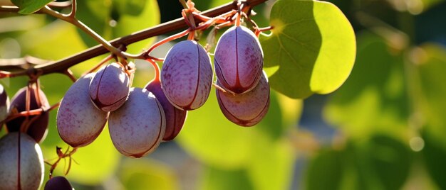 een bos fruit dat aan een boomtak hangt