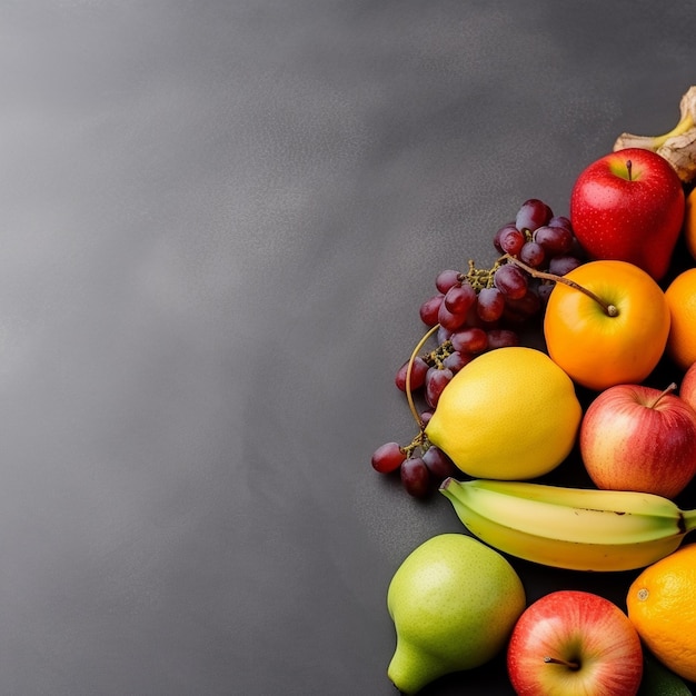 Een bos fruit op een zwarte achtergrond