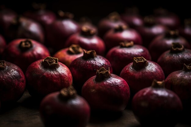 Een bos granaatappels op een tafel