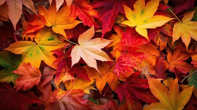 Een bos herfstbladeren met het woord herfst erop