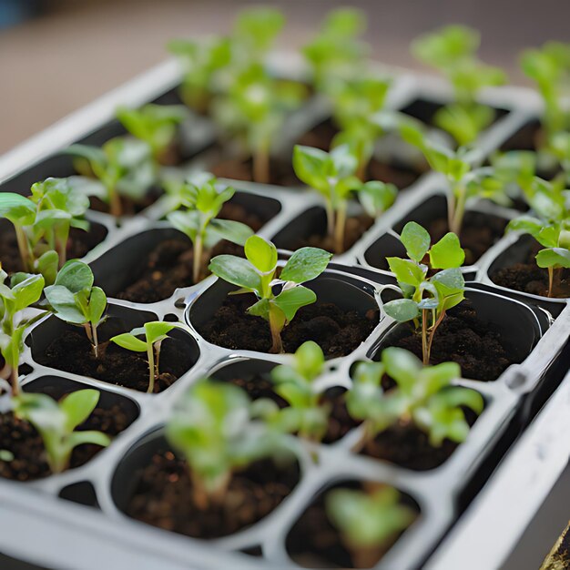 een bos planten die in een doos zitten