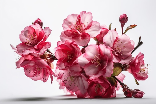 Een bos roze bloemen met het woord kers op de bodem