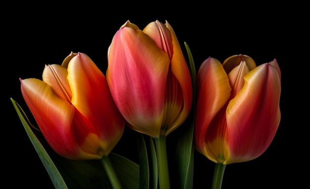 Een bos tulpen met onderaan het woord tulpen