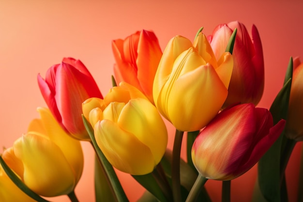 Een bos tulpen met onderaan het woord tulpen