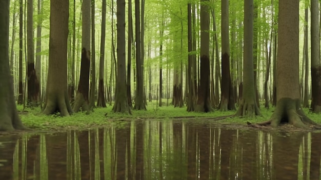 Een bos vol met veel hoge bomen