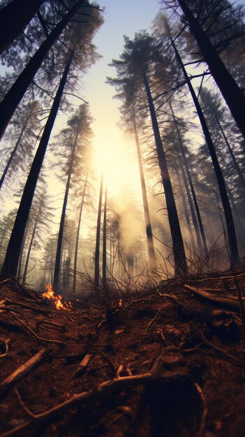 Een bos vol met veel hoge bomen