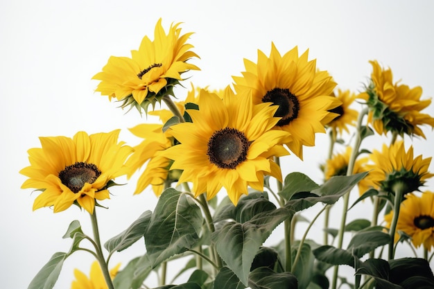 Een bos zonnebloemen met bovenaan het woord zonnebloem.