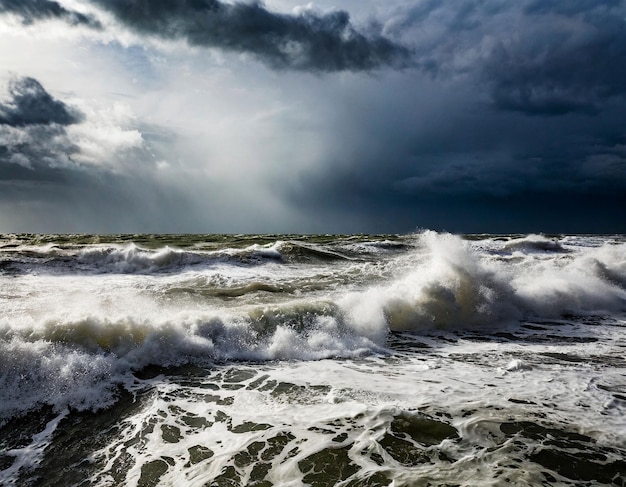 Een boze zee in een hevige storm