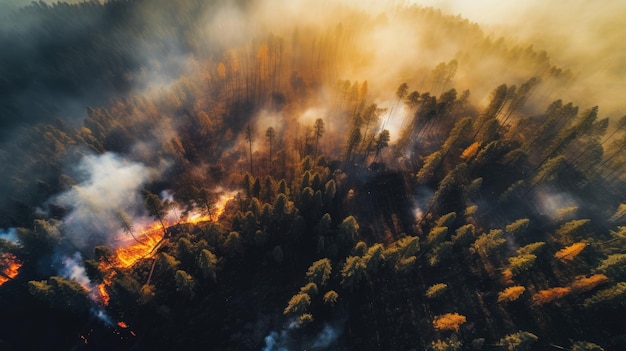 Een brand in het bos.