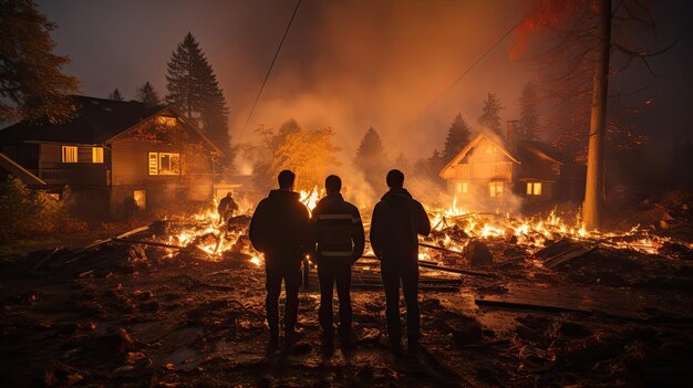 een brandweerman op de locatie van een huisbrand