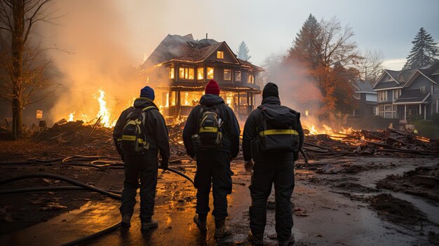 een brandweerman op de locatie van een huisbrand