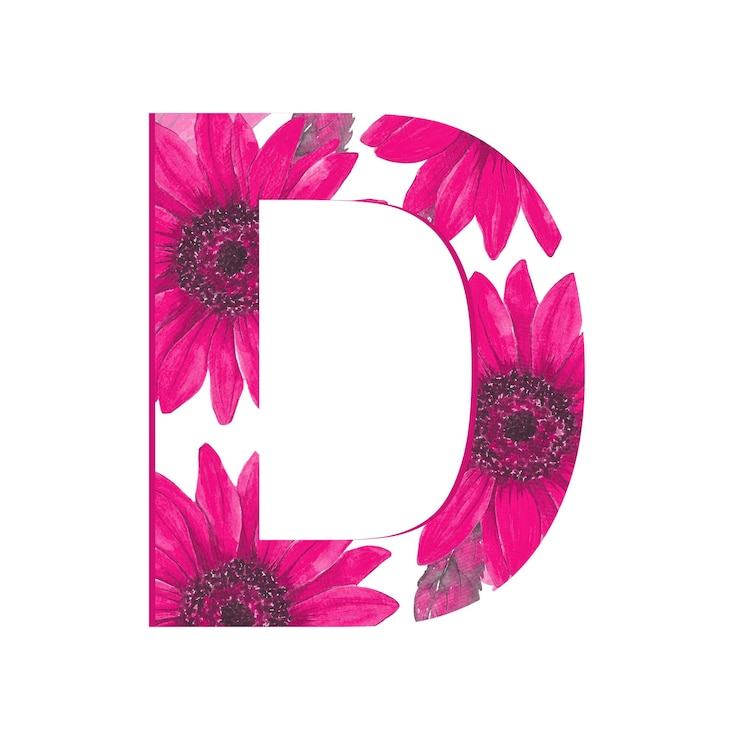 Foto een brief met roze bloemen en de letter d.