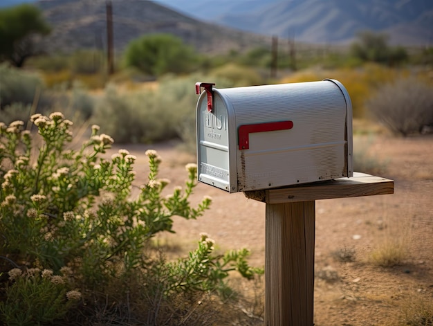 een brievenbus op een post