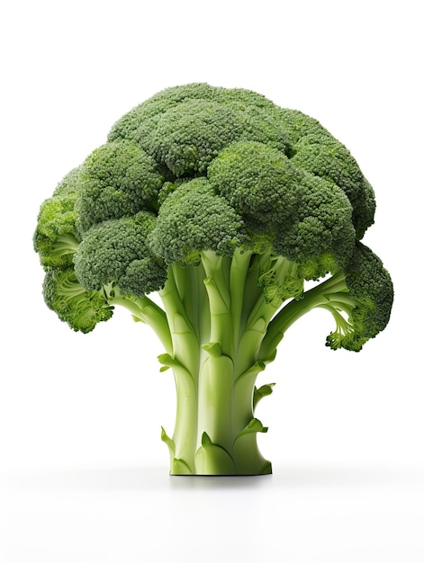 een broccolihoofd op een witte achtergrond.