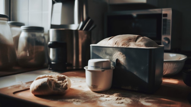 Een brood bovenop een houten snijplank Generatief AI-beeld