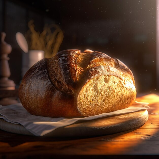 een brood ligt op een tafel naast een vuur.