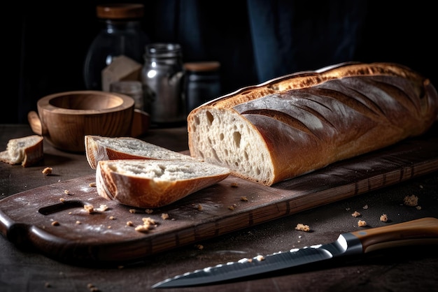 Een brood met een mes ernaast