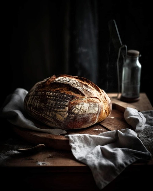 Foto een brood met een witte doek erop