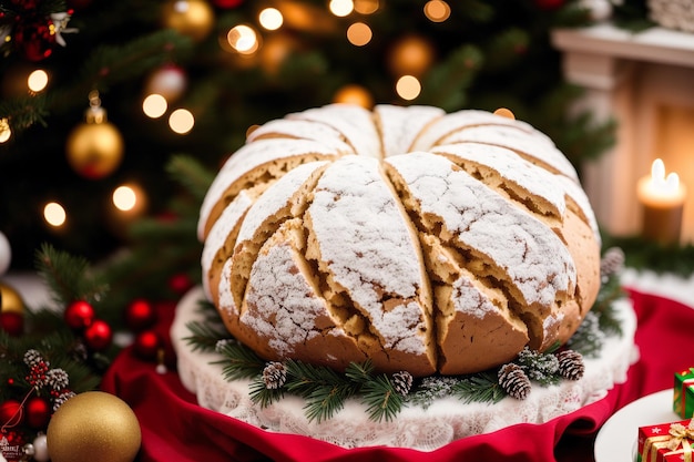 Een brood met het woord kerst erop