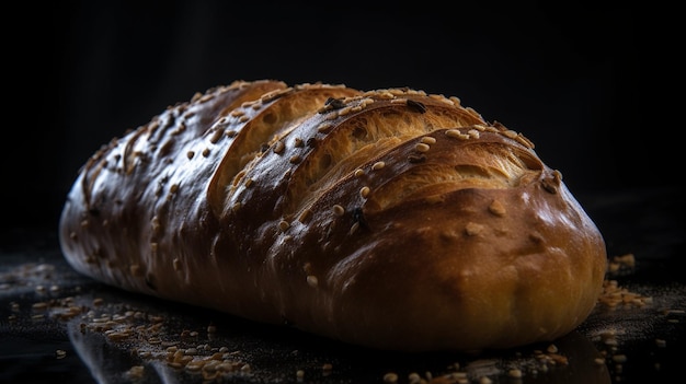 Een brood met sesamzaadjes erop