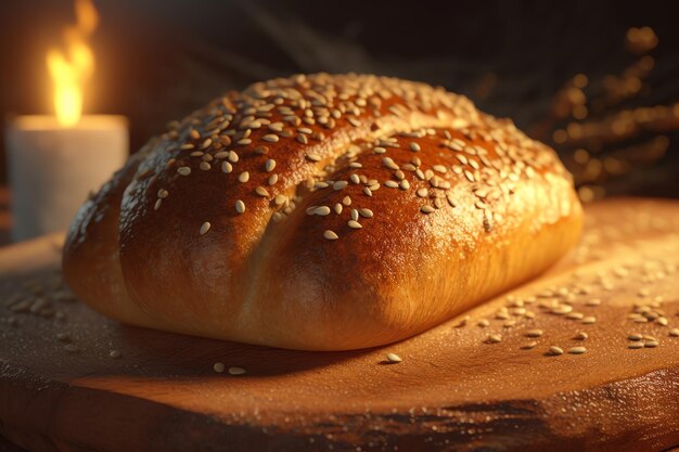 Een brood met sesamzaadjes erop