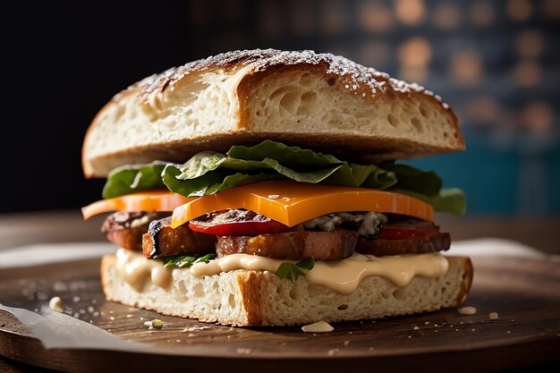 Een broodje bagel met een broodje en sla erop