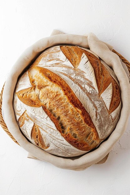 een broodje brood in een mand op een tafel