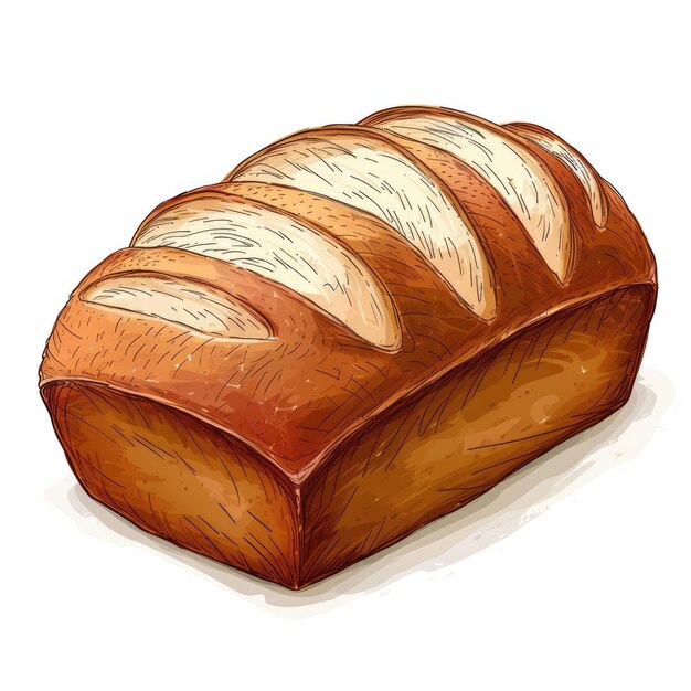 een broodje brood schets illustratie op witte achtergrond