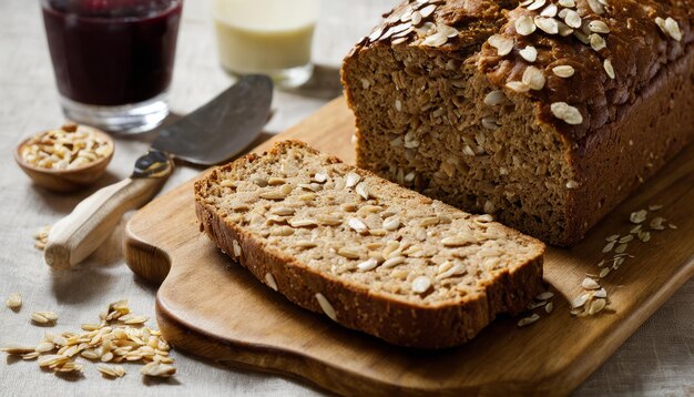 Een broodje op een houten snijplank