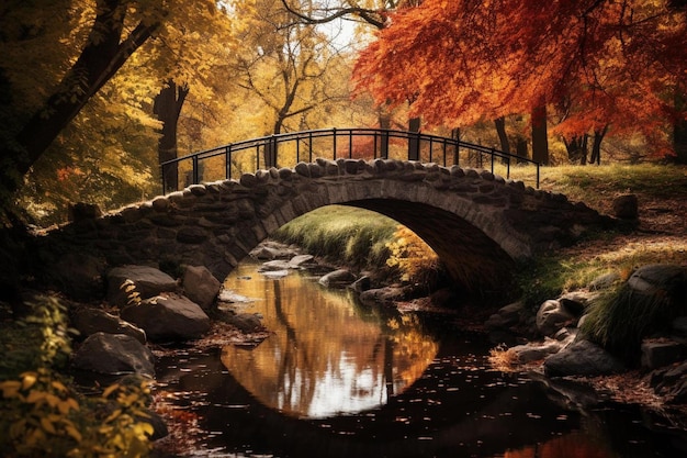 een brug met een reflectie in het water