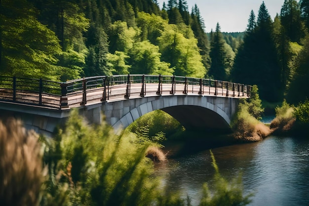 Een brug met op de achtergrond een bos