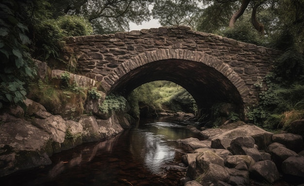 Een brug over een beek met het woord brug erop