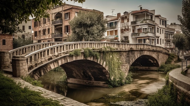Een brug over een rivier in een stad