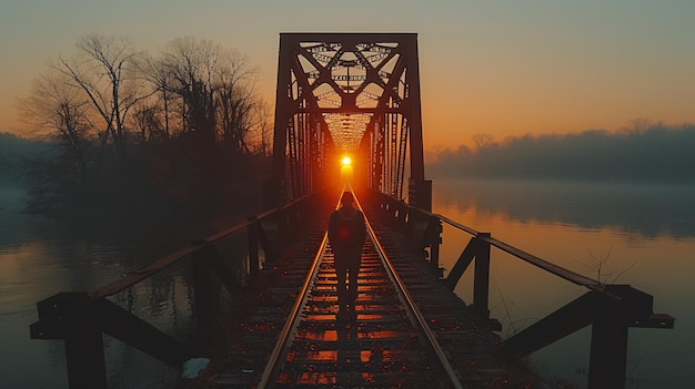 Foto een brug voor treinen over de rivier in de verenigde staten