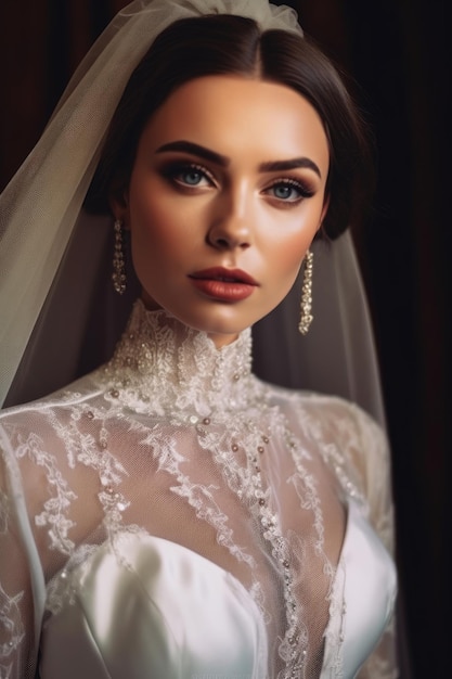 Een bruid in een trouwjurk