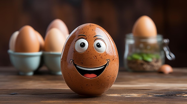 Foto een bruin ei met een glimlachend gezicht erop