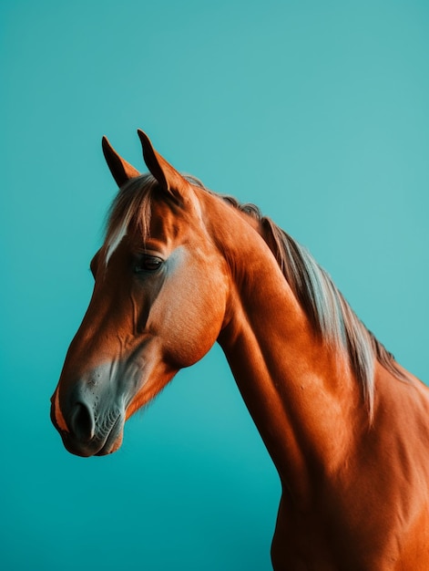 Een bruin paard met een witte streep op zijn gezicht