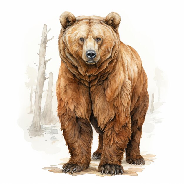 een bruine beer die in het bos staat generatieve ai