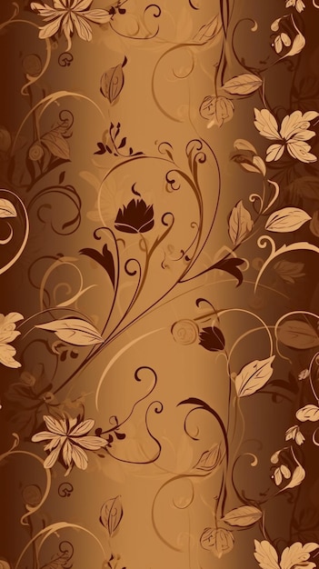 Een bruine en gouden achtergrond met een bloemenpatroon.
