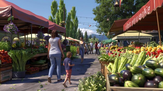 Foto een bruisende boerenmarkt is een geweldige plek om verse en lokale producten te vinden