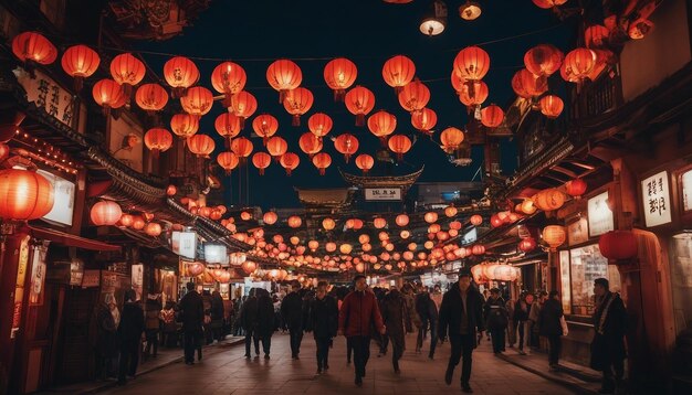 Een bruisende Chinatown met kleurrijke lantaarns, straatverkopers en historische architectuur