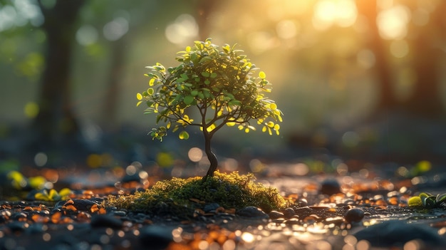 Een buitenboom in de zon