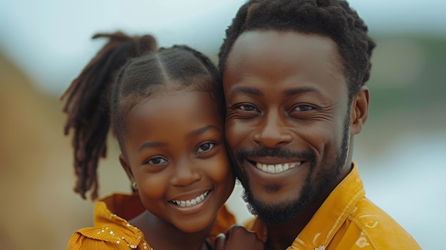 Een buitenportret van een gezin in de natuur tijdens een zomerreis of vakantie Diversiteit reizen ouderlijke liefde en zorg ouders die zich met hun dochter verbinden vader en moeder die samen kwaliteitstijd doorbrengen