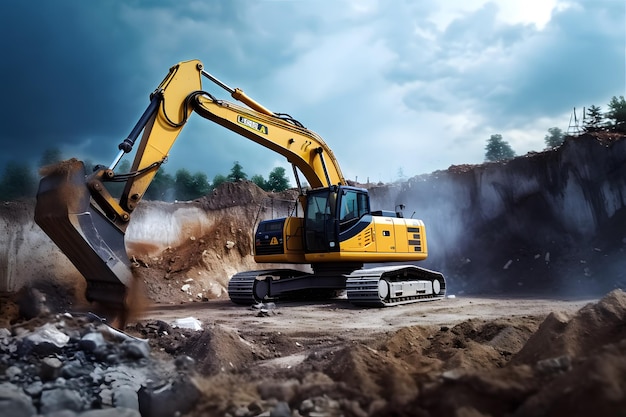 een bulldozer wordt gebruikt op een bouwplaats