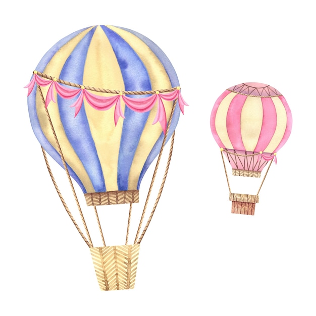 Een bundel ballonnen Aquarel illustratie op een geïsoleerde achtergrond Een reis door de lucht Kinderkamer