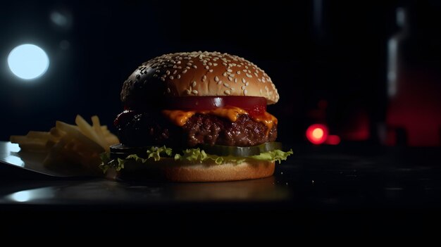 Een burger met een burger erop