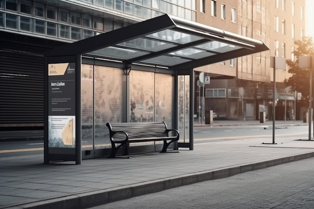 Een bushalte met een bordje waarop 'bus stop' staat