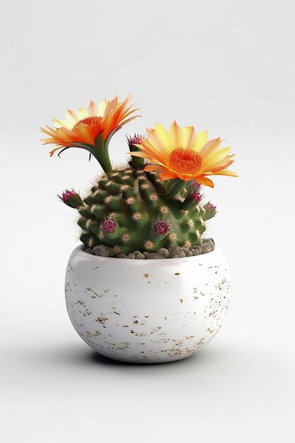 Een cactus met een gele bloem erin