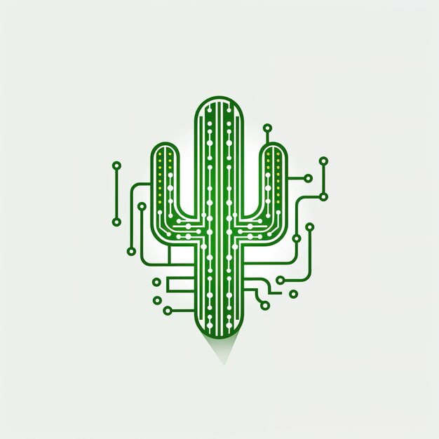 Foto een cactus met groene lijnen en een groene achtergrond